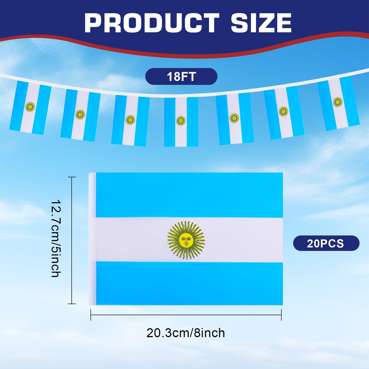 Nicaragua String Flags Banner Mini Small Nicaraguans Flag Bunting Patriotic Hanging Decor,National Holiday, Sports Game, Fiesta & Themed Party,18 Feet 20 Flags