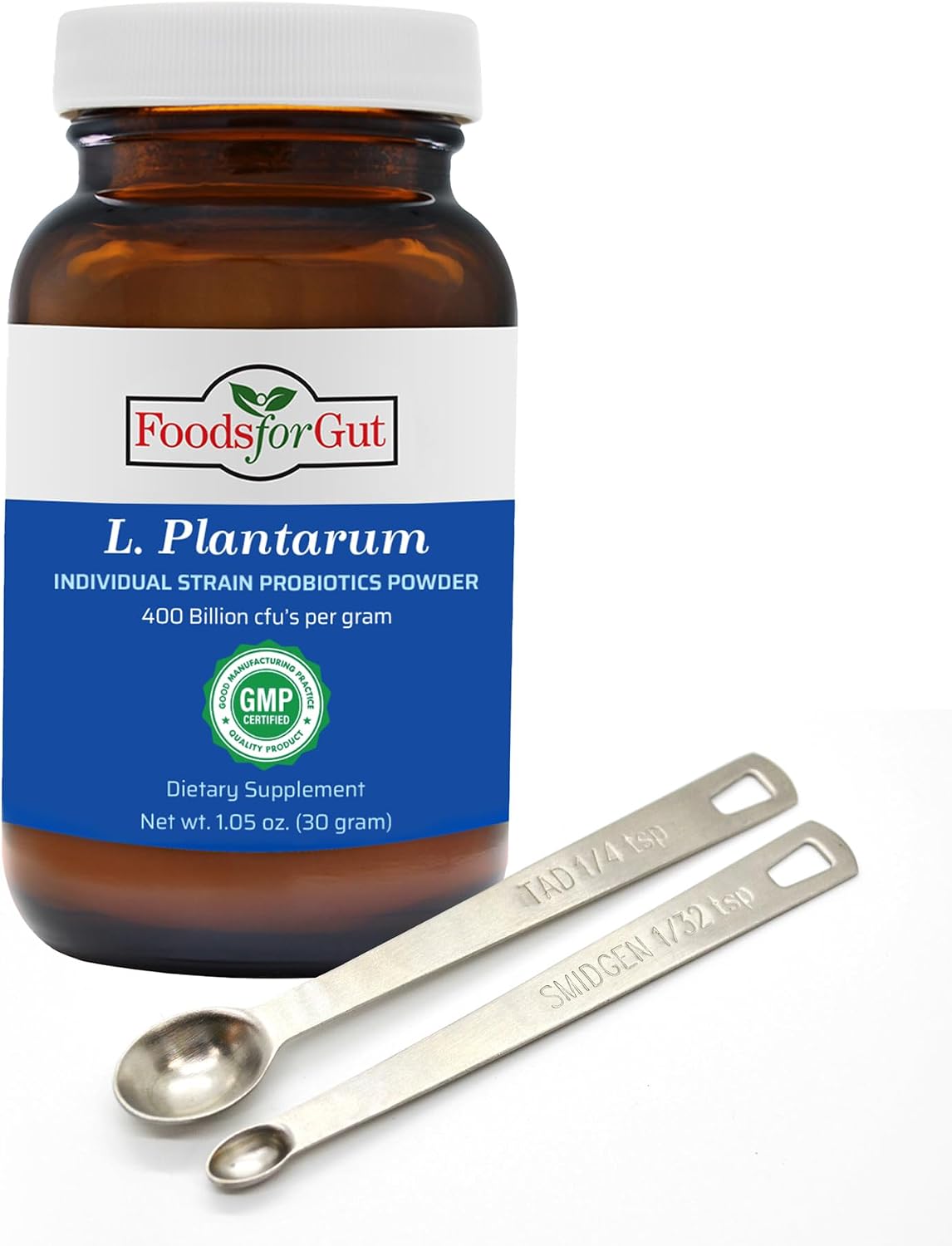 Foods For Gut Lactobacillus Plantarum Probiotic Powder 400 Billion cfu's | Made in USA | No Additives | Direct from Manufacturer | No Third-Party