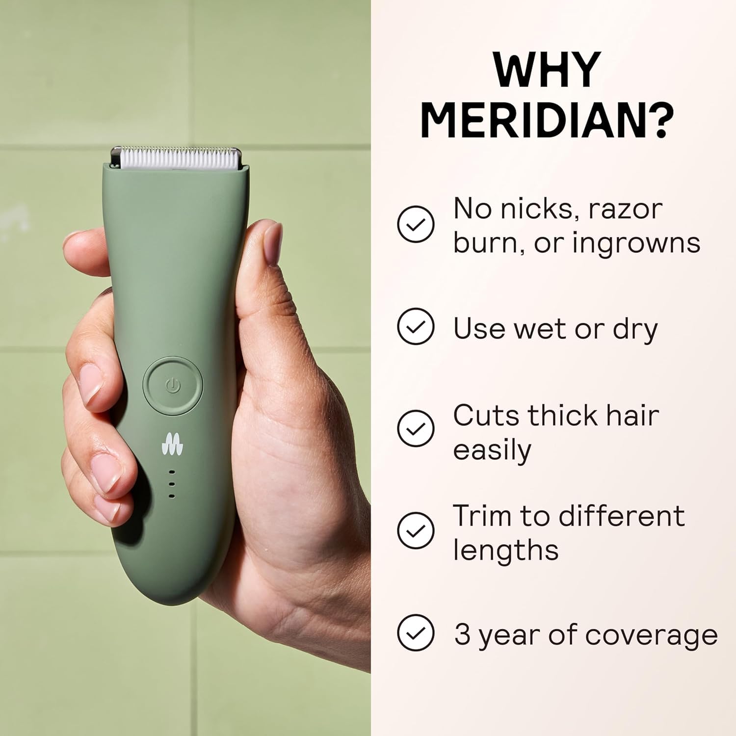 MERIDIAN The Trimmer Original | Body Hair Trimmer for Men & Women | Sage