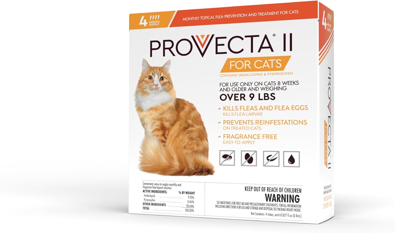 PROVECTA® II for Large Cats (Over 9 lbs) Flea Topical Treatment, 4-Month Supply