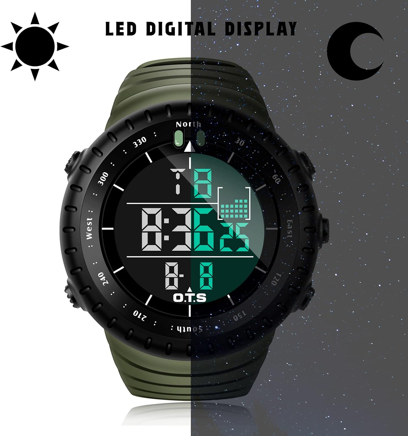 PALADA Men's Digital Sports Watch Waterproof Tactical Watch with LED Backlight Watches for Men