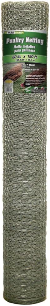 YARDGARD 1 Inch Poultry Netting, Chicken Wire Fence, 20 Gauge Galvanized Steel, Rabbit Fencing, Bird Enclosures, Garden Protection and Plant Support, 24 Inches x 150 Feet