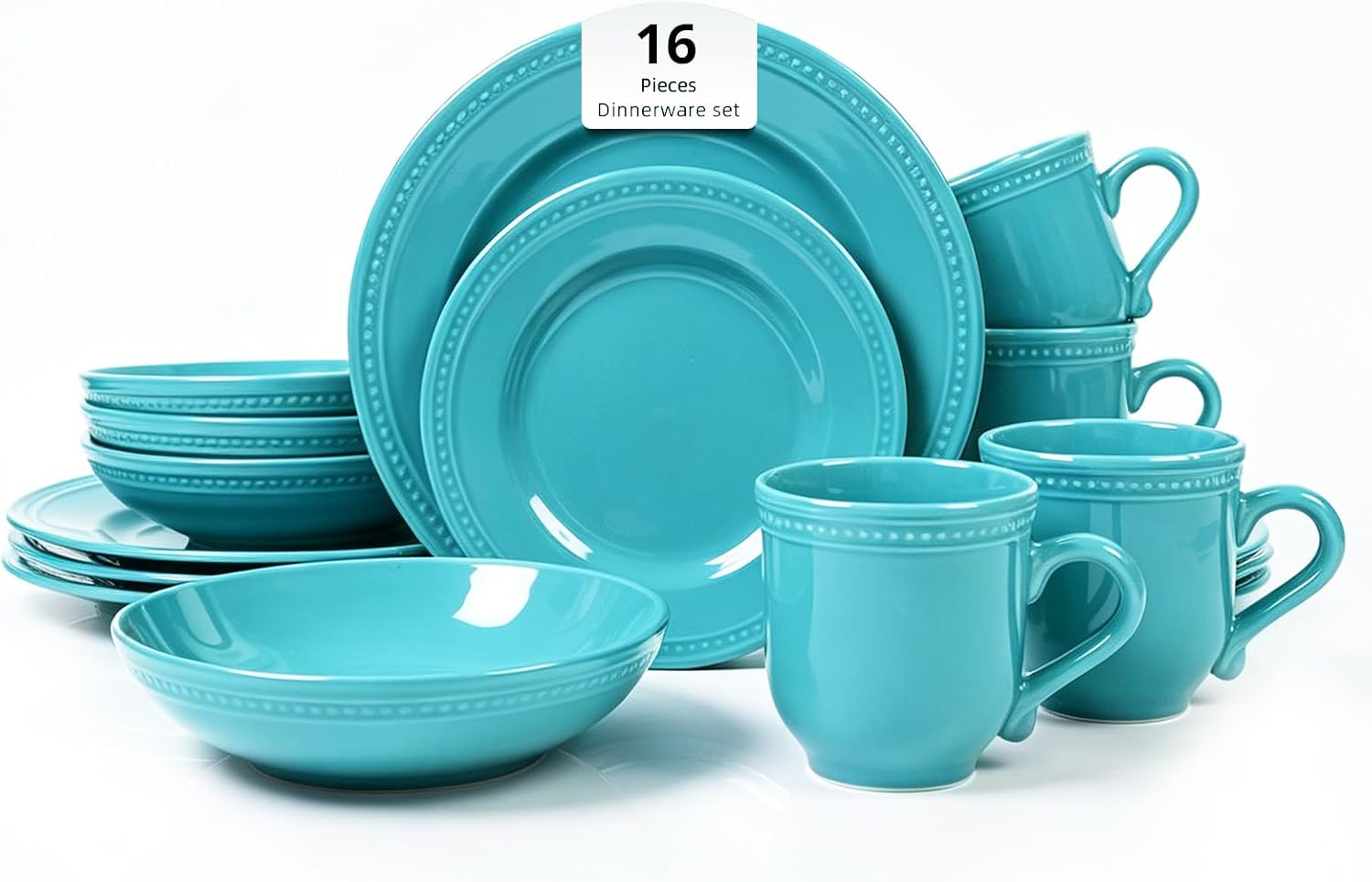 HomeVSS 20-Piece Pearl Dots Stoneware Dinnerware Set, Pink, Service for 4