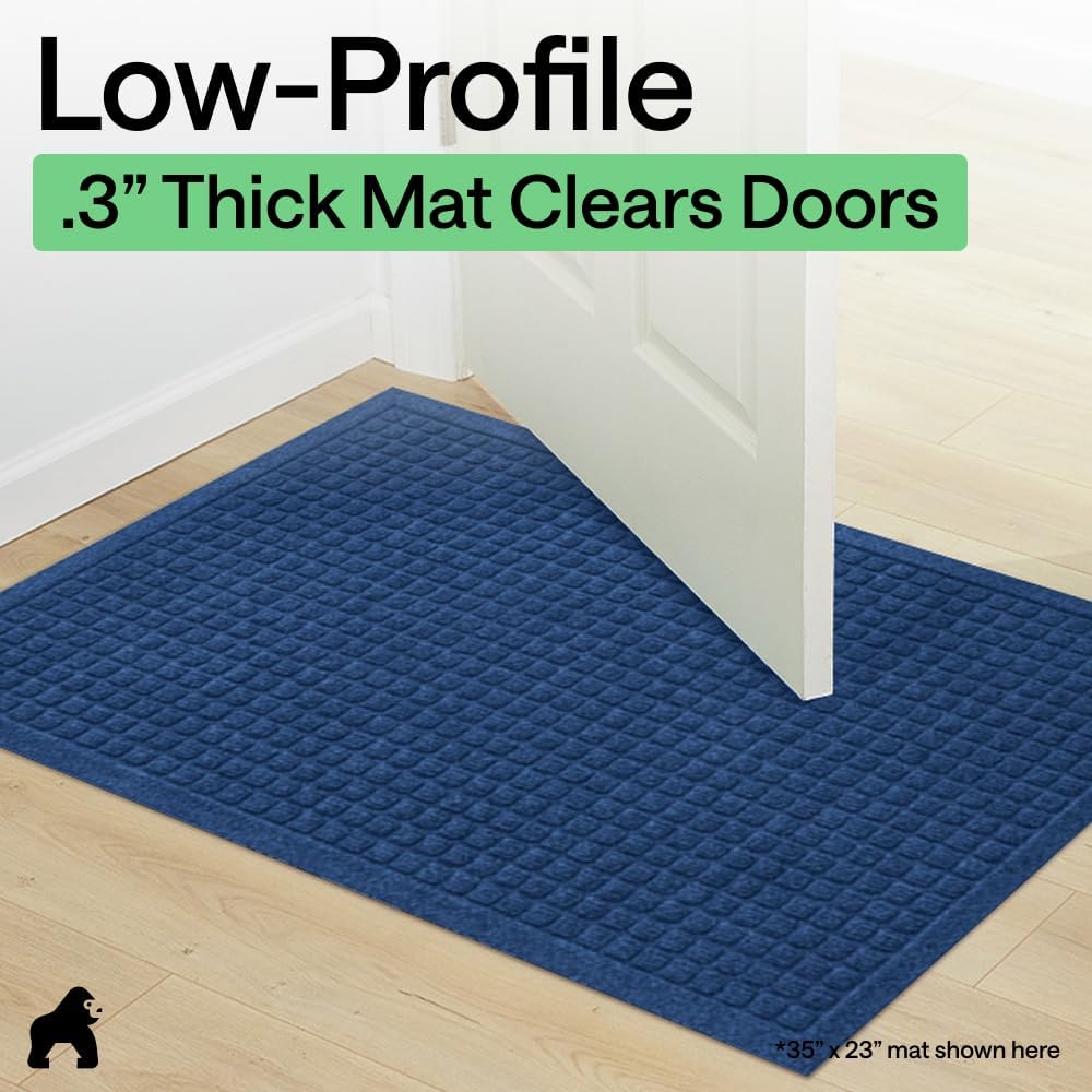 GORILLA GRIP® HydroABSORB Door Mat for Indoor Outdoor Use, 29x17 Black