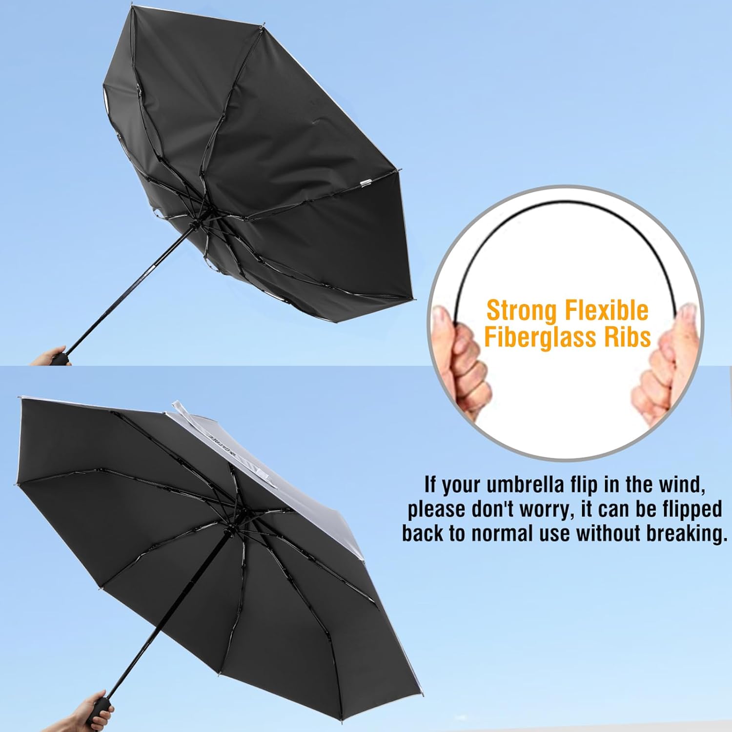 G4Free UPF 50+ UV Protection Travel Umbrella 42/46 Inch Auto Open Close
