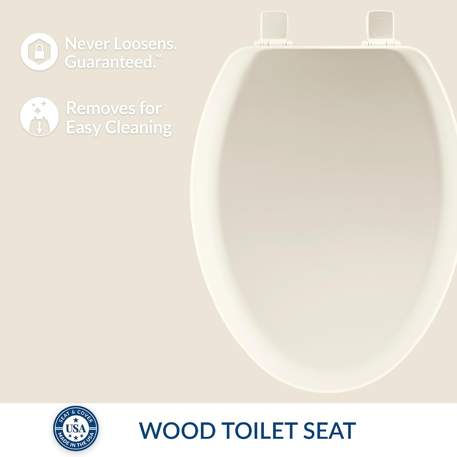 Mayfair Cameron Black Toilet Seat, Non Slip Heavy Duty Wood, Easy Clean, Made in USA, Round