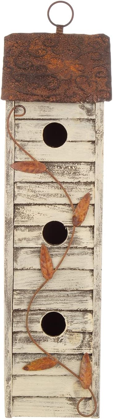 Glitzhome 14" H Hanging Distressed Wooden Church Birdhouse Garden Decor