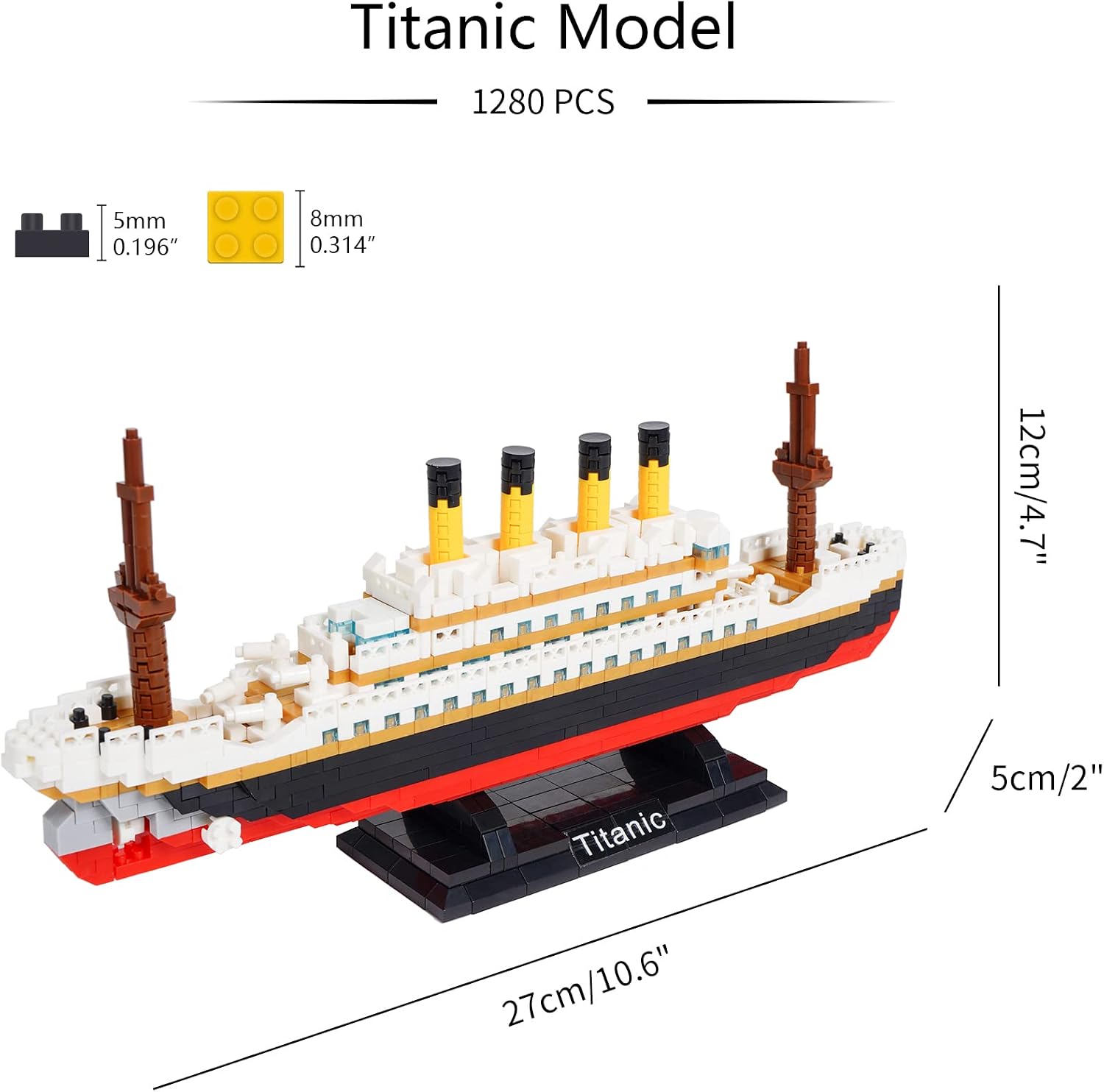 Titanic Ship Model Building Block Set, 1860 PCS Building Bricks Toy DIY Educational Micro Mini Blocks