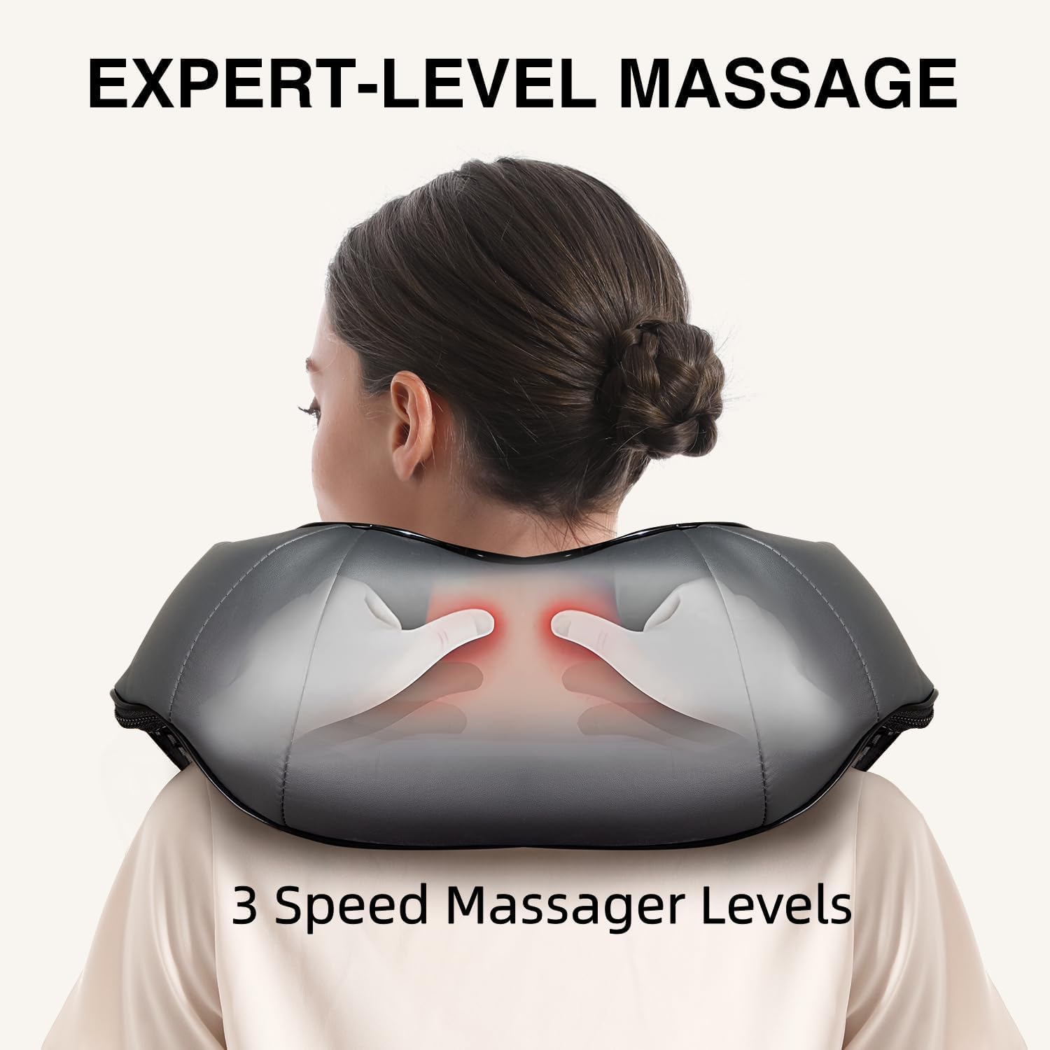 Nekteck Shiatsu Neck Massager with Heat for Pain Relief, NOT Cordless | 2026 Upgraded 3D Back Shoulder Kneading Massage Pillow, 3 Intensity Speeds Deep Tissue, Relaxation Gifts for Men Women, Black