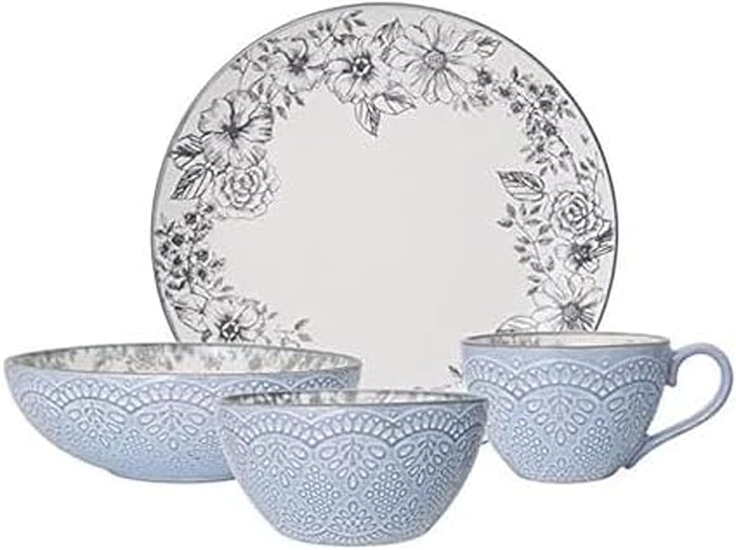Pfaltzgraff Gabriela Gray 16-Piece Stoneware Dinnerware Set, Service for 4 - ,Gabriela Grey