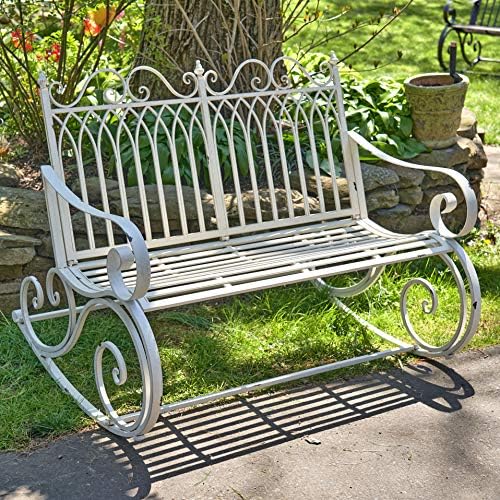 Zaer Ltd. Outdoor Metal Rocking Arm Chair (Arm Chair, Antique White)