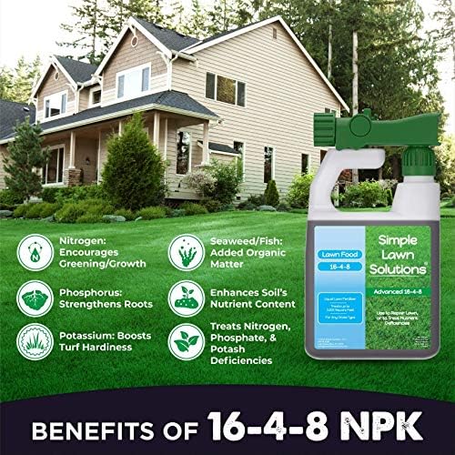 Advanced 16-4-8 Balanced NPK - Lawn Food Quality Liquid Fertilizer - Spring & Summer Concentrated Spray - Any Grass Type - Simple Lawn Solutions (32