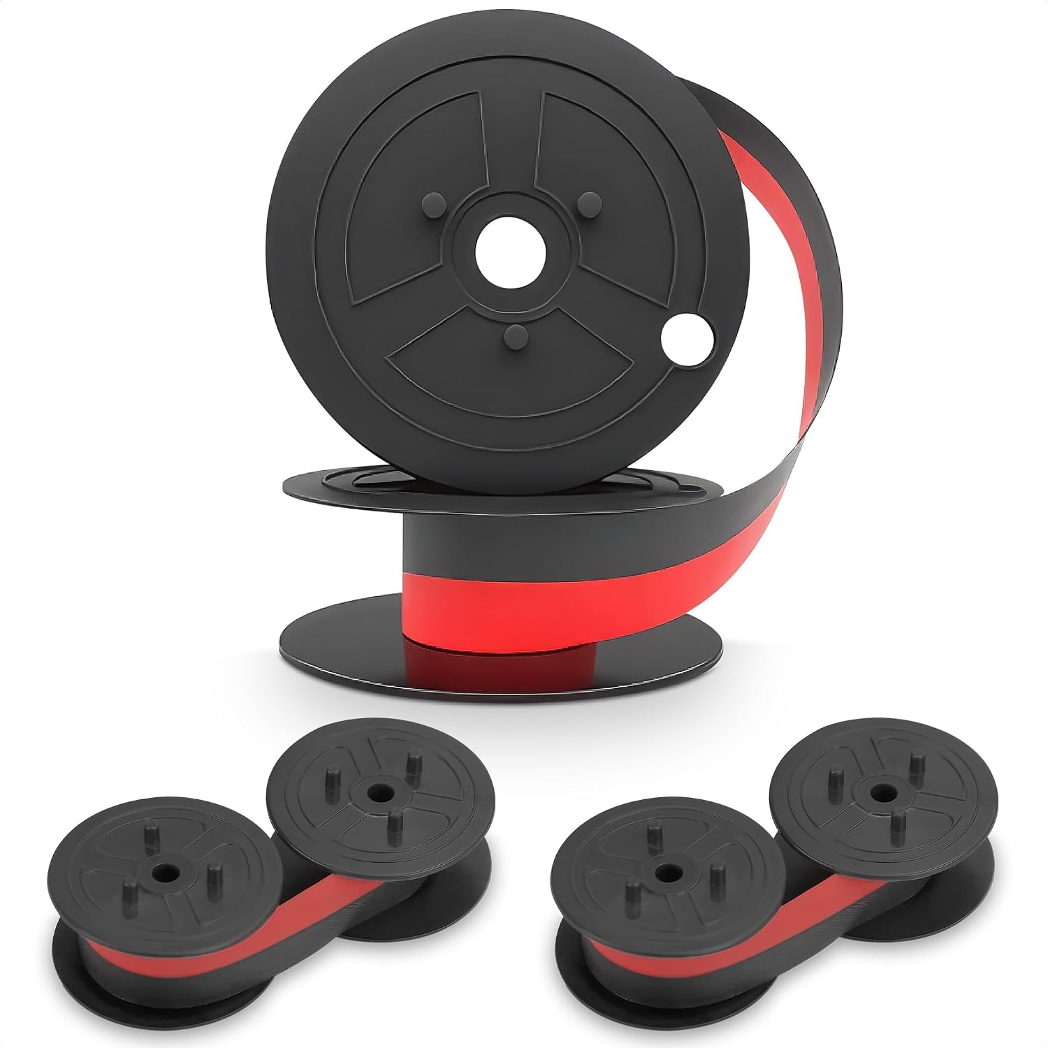 3 Pcs Canon MP11DX Calculator Ink Ribbon, Red/Black, 18ft x 0.5in | Compatible with Sharp EL-1197PIII, Porelon #11216 and Other Popular Models