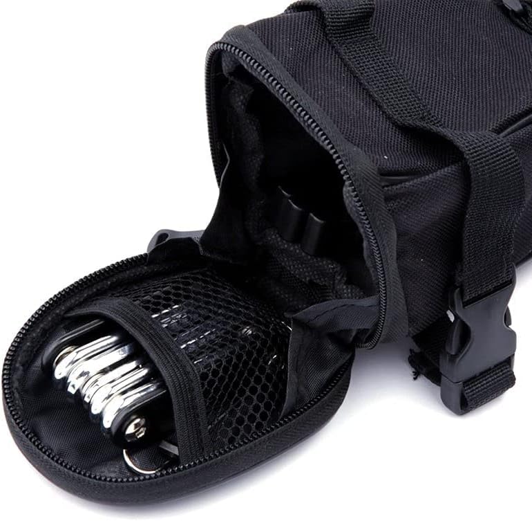 14 in 1 Bike Repair Tool Kit & Bike Saddle Bag | Bike Chain Tool Hex Key Wrench Maintain Accessories Multitool Set, Portable Under Seat Bag for Road Mountain Commuter Bicycle