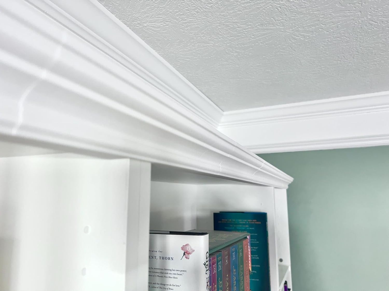 Crown Molding Kit Designed for IKEA Billy Bookshelf – Modular Top Trim for Wide or Narrow – Easy No-Tool No-Glue Installation – Fits No-Door
