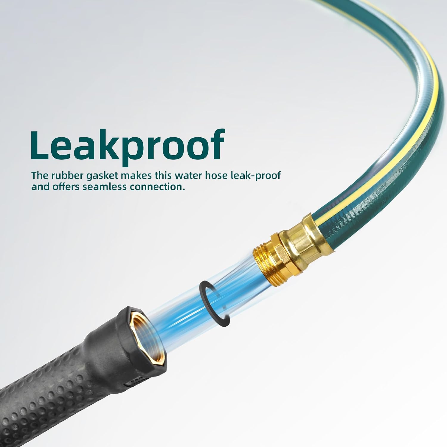 Solution4Patio Long Black Garden Hose 3/4 in. x 50 ft. -Heavy Duty Durable Flexible Lightweight Water Pipe -Brass Aluminum Ends for Household & Commercial -Kink Free, No Leaking, Male/Female Fittings