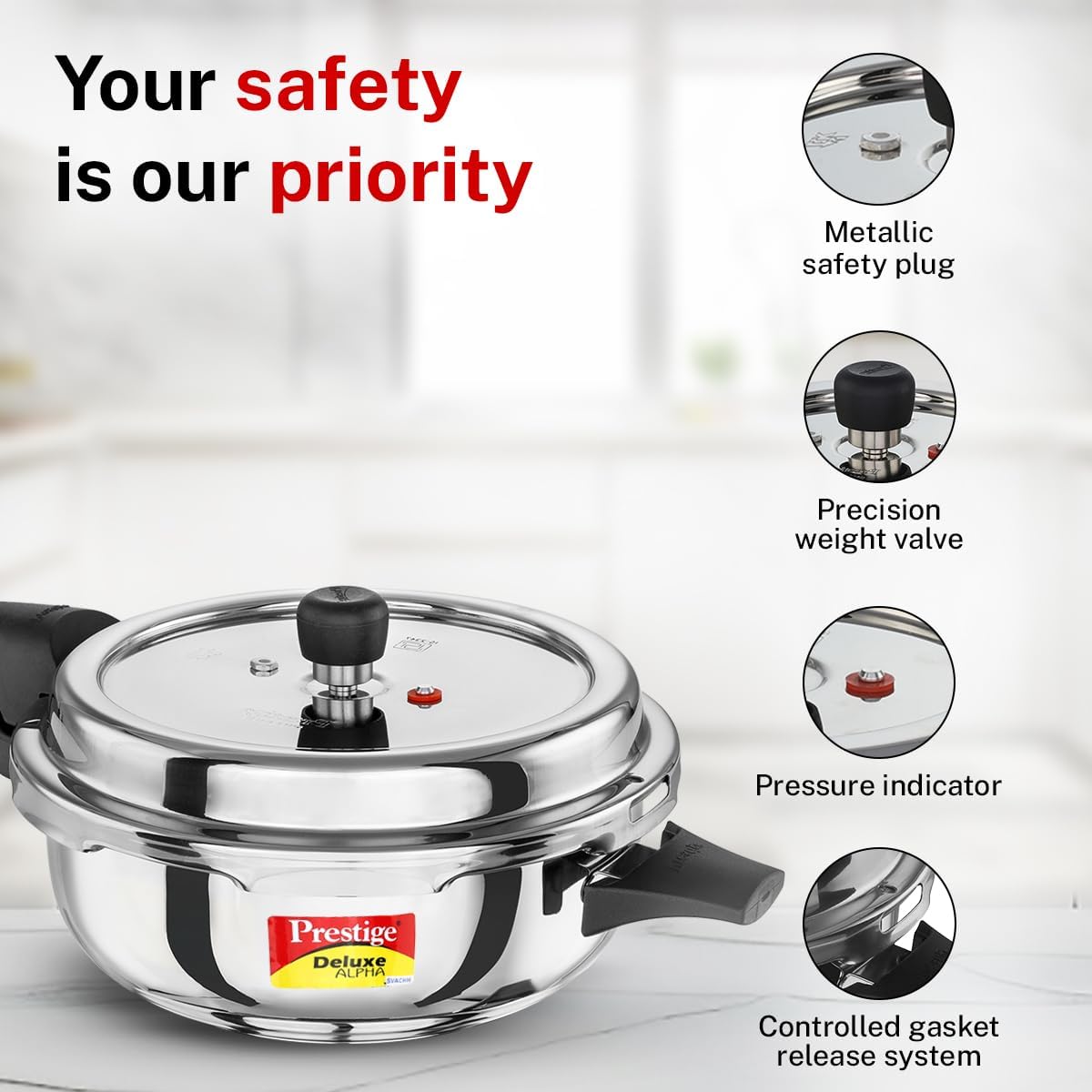 Prestige PRASVSP PRESSURE COOKER, Senior Pan 4L, SILVER