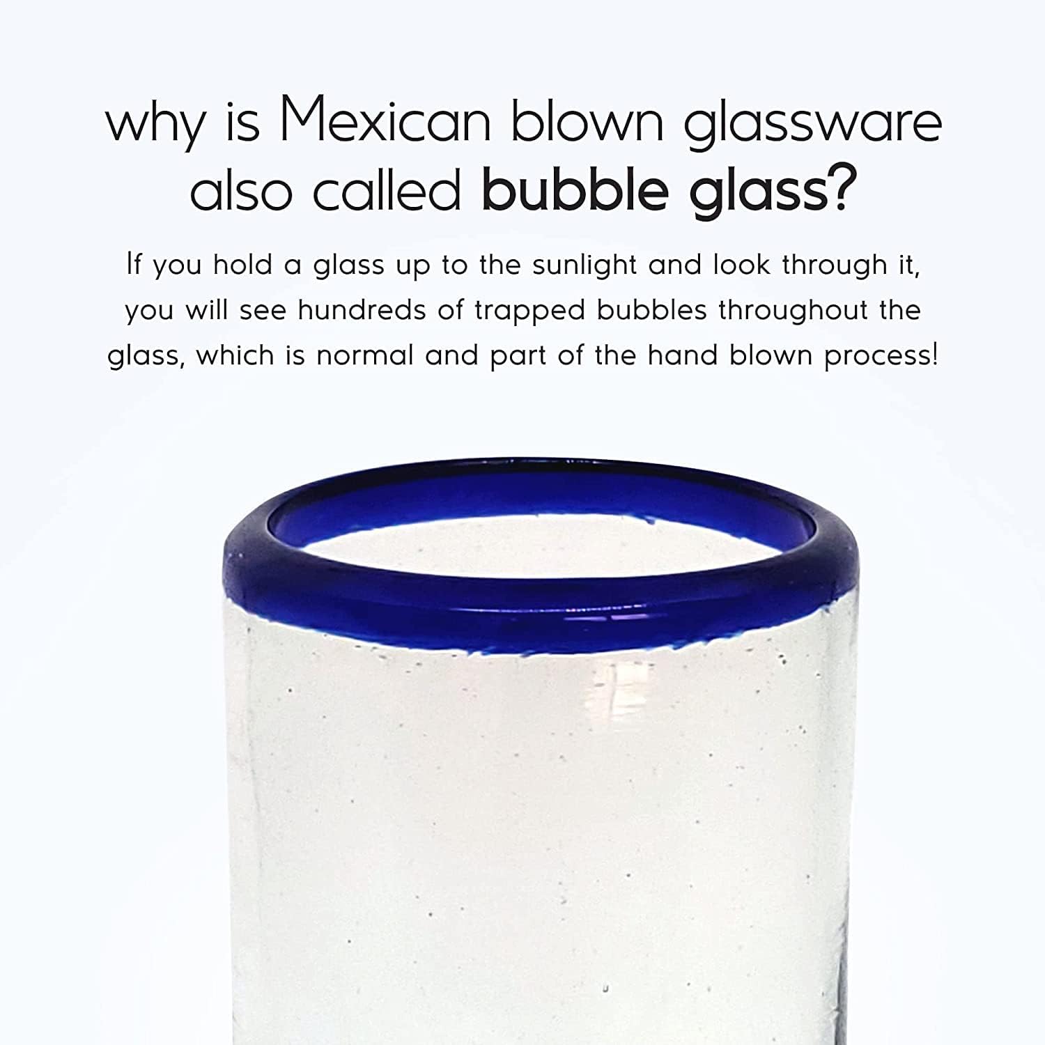 Cobalt Blue Rim 120 oz Pitcher and 6 Drinking Glasses set, Recycled Glass, Lead-free, Toxin-Free (Pitcher & Glasses)