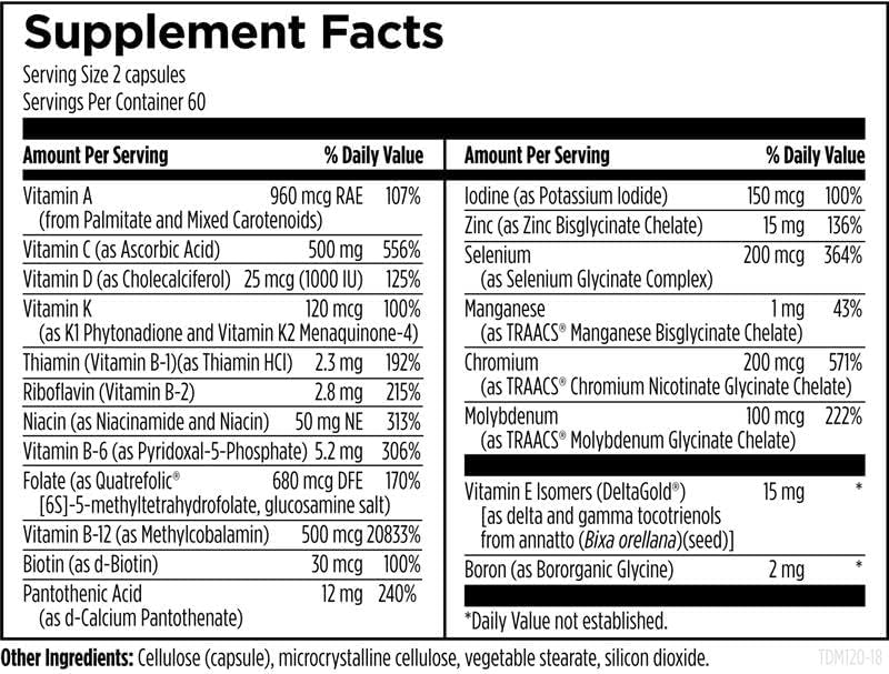 Designs for Health Methylated Multivitamin for Women & Men - Twice Daily Multimineral Supplement & Multivitamin Without Iron + Methylated B12 and Folate, Vitamin C, K, D, E + More (120 Capsules)