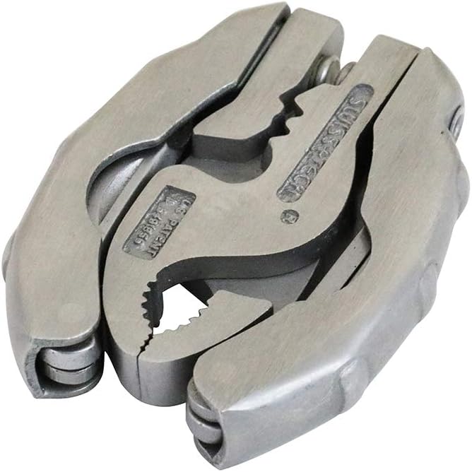 SWISS+TECH ST50016 Polished Stainless Steel 9-in-1 Micro Pocket Multitool with Screwdrivers, Pliers (Single Pack)