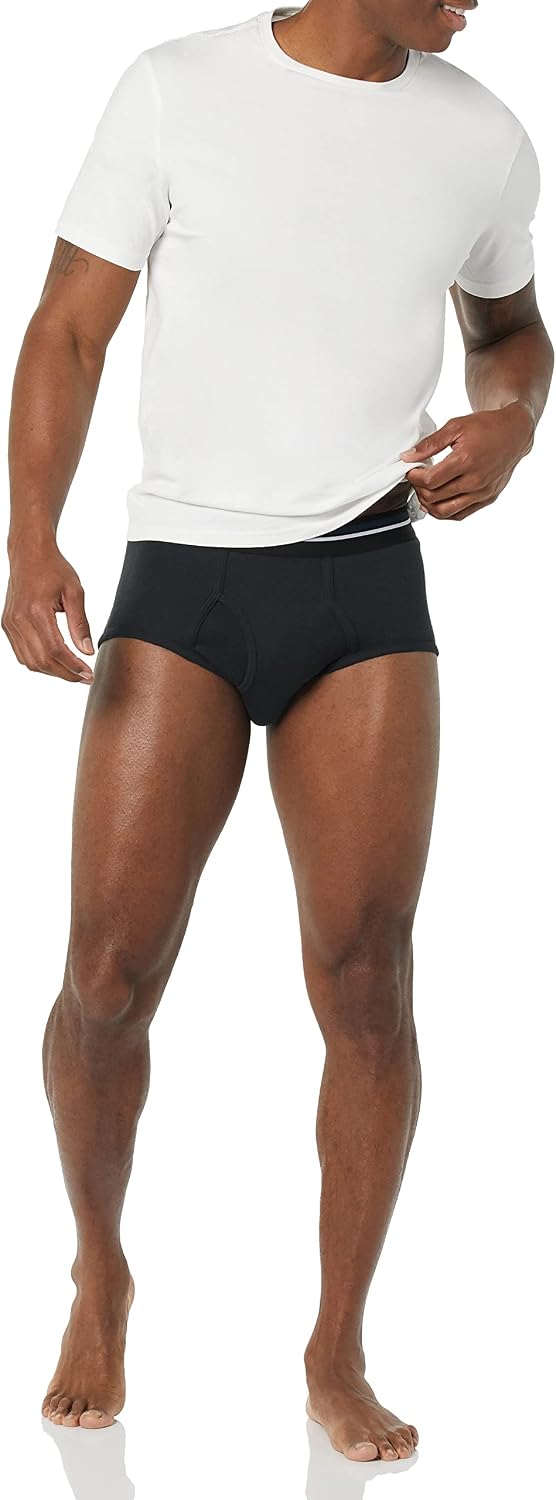 Amazon Essentials Men's Breathable Ribbed Knit Briefs with Elasticized Waistband, Multipacks