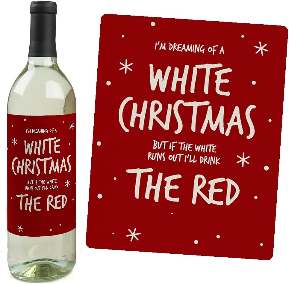 Big Dot of Happiness Ugly Sweater - Holiday and Christmas Wine Bottle Label Stickers - Set of 4