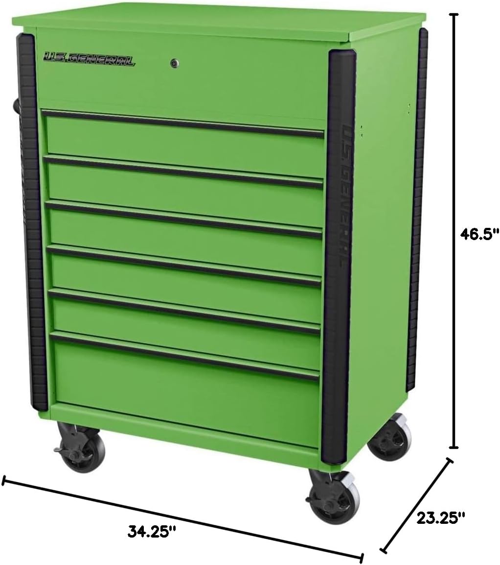 Storage Cabinet Featuring a Full Bank Tool Chest Service Cart on Wheels, Green