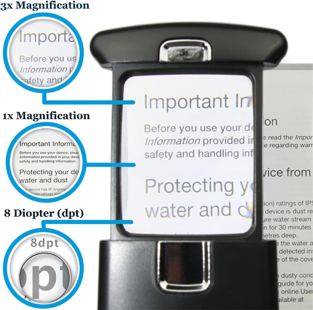 Small Pocket Magnifying Glass 3X with LED Light For Reading Fine Print, Mini Lighted Hand Held Acryl Lens, Read Lables In Stores