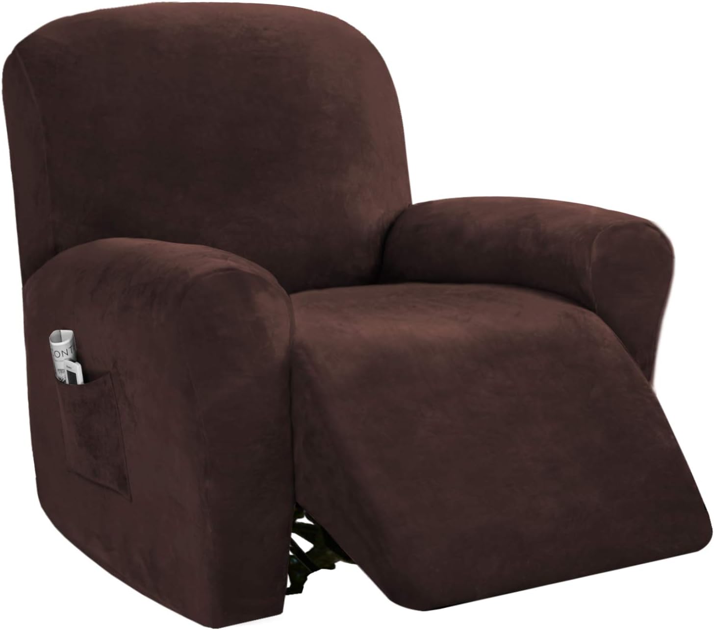 PrinceDeco Recliner Chair Cover Velvet Stretch Recliner Couch Covers 4-Pieces Style Recliner Chair Covers Recliner Cover for Reclining Chair