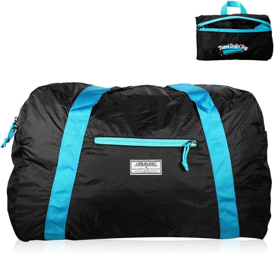 Foldable Duffel Bag, 46L Lightweight Travel Luggage Collapsible Backup Bag Sports Vacation