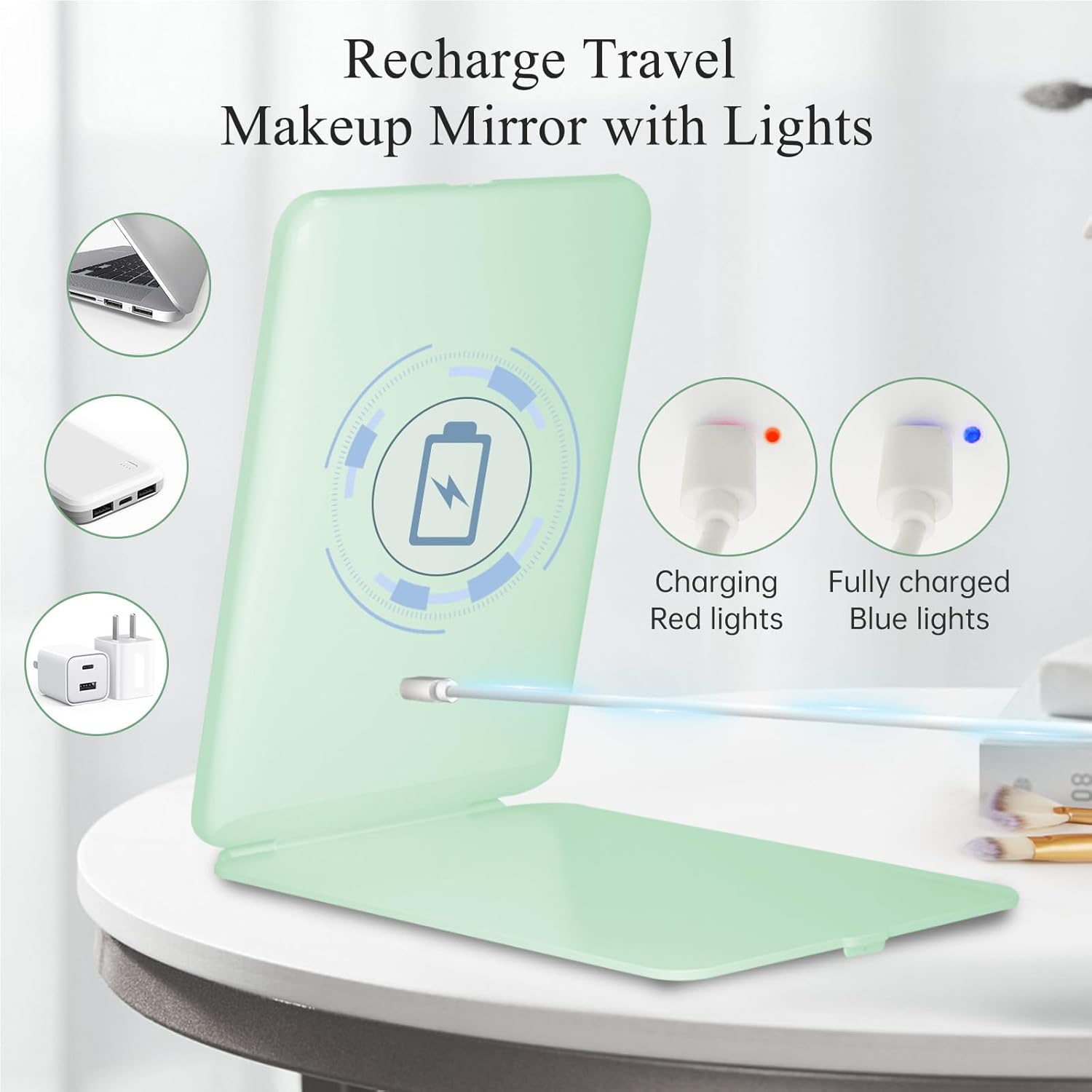 FUNTOUCH Rechargeable Travel Makeup Mirror with 72 Led Lights