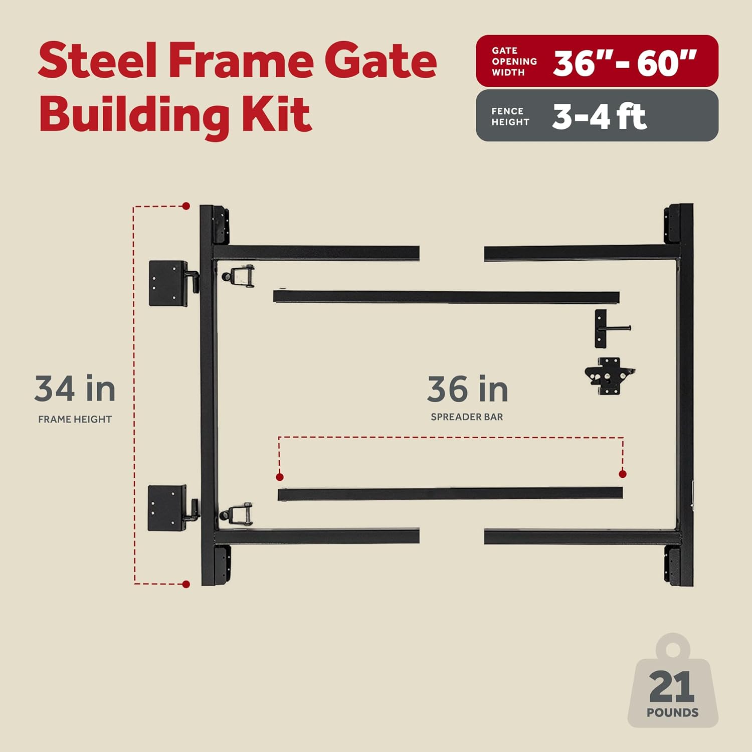 Adjust-A-Gate 2-Pack Anti-Sag Original Wide Width Full-Frame Gate Kit, Fits 60-90" Opening