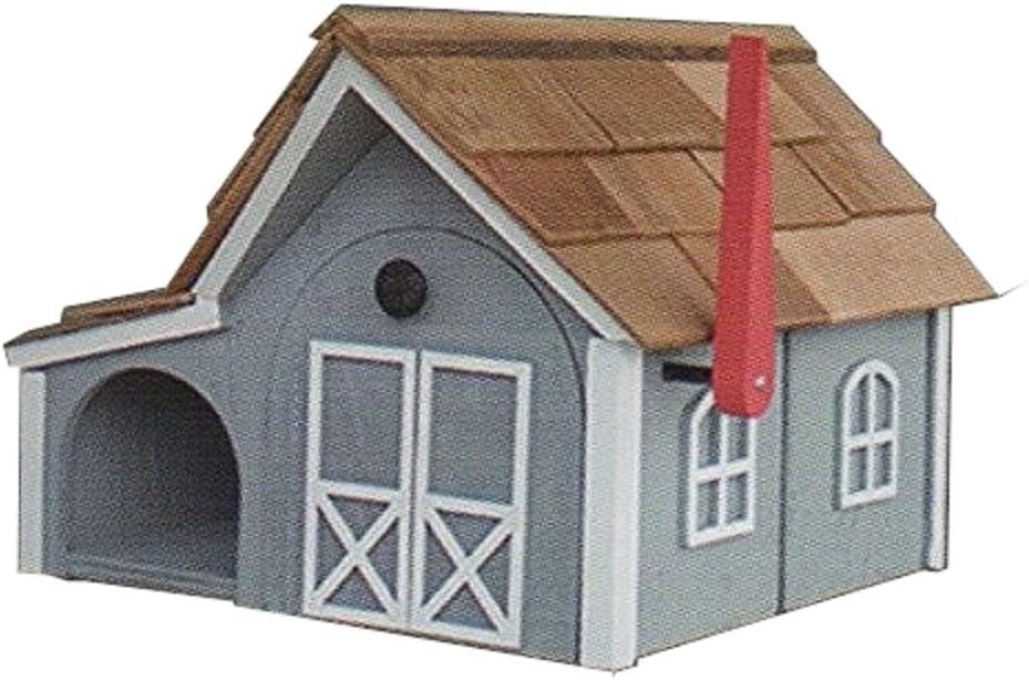 Dutch Barn Style Wooden News Mailbox Light Gray w/White Trim Amish Made in USA