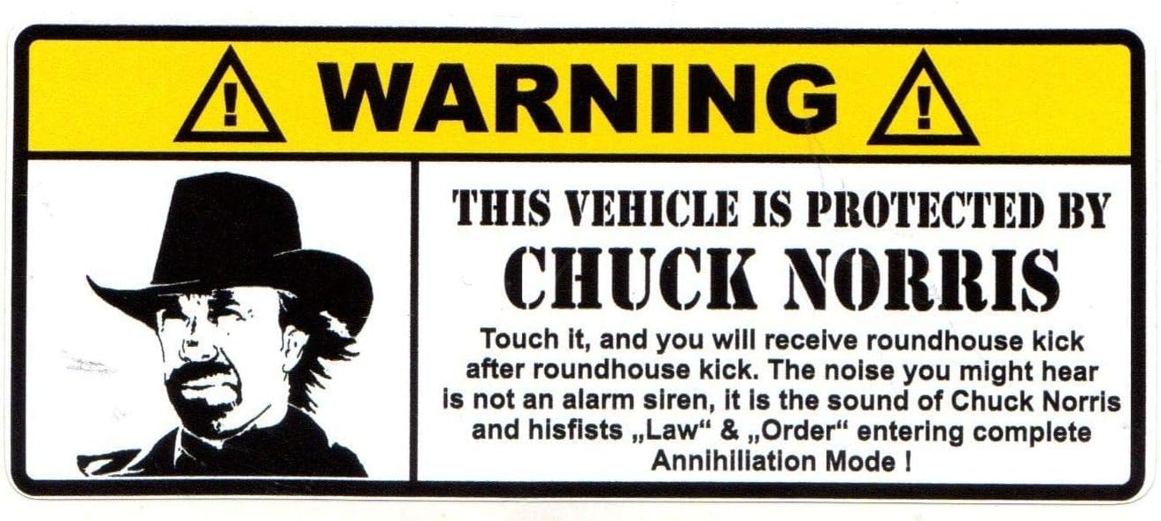 2-PCS Funny Chuck Norris Warning Stickers 4 Inch Waterproof Vinyl Decals for Adults, Toolbox, Hard Hat, Laptop - Meme Sticker Pack, Adult Humor