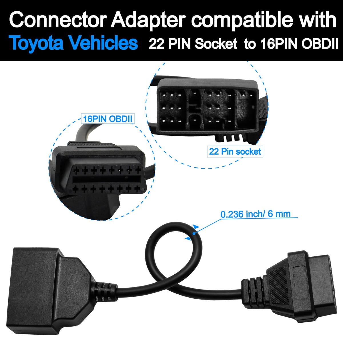 OBD OBD2 16 Pin Connector Diagnostic Adapter Cable Compatible for BMW 20 Pin