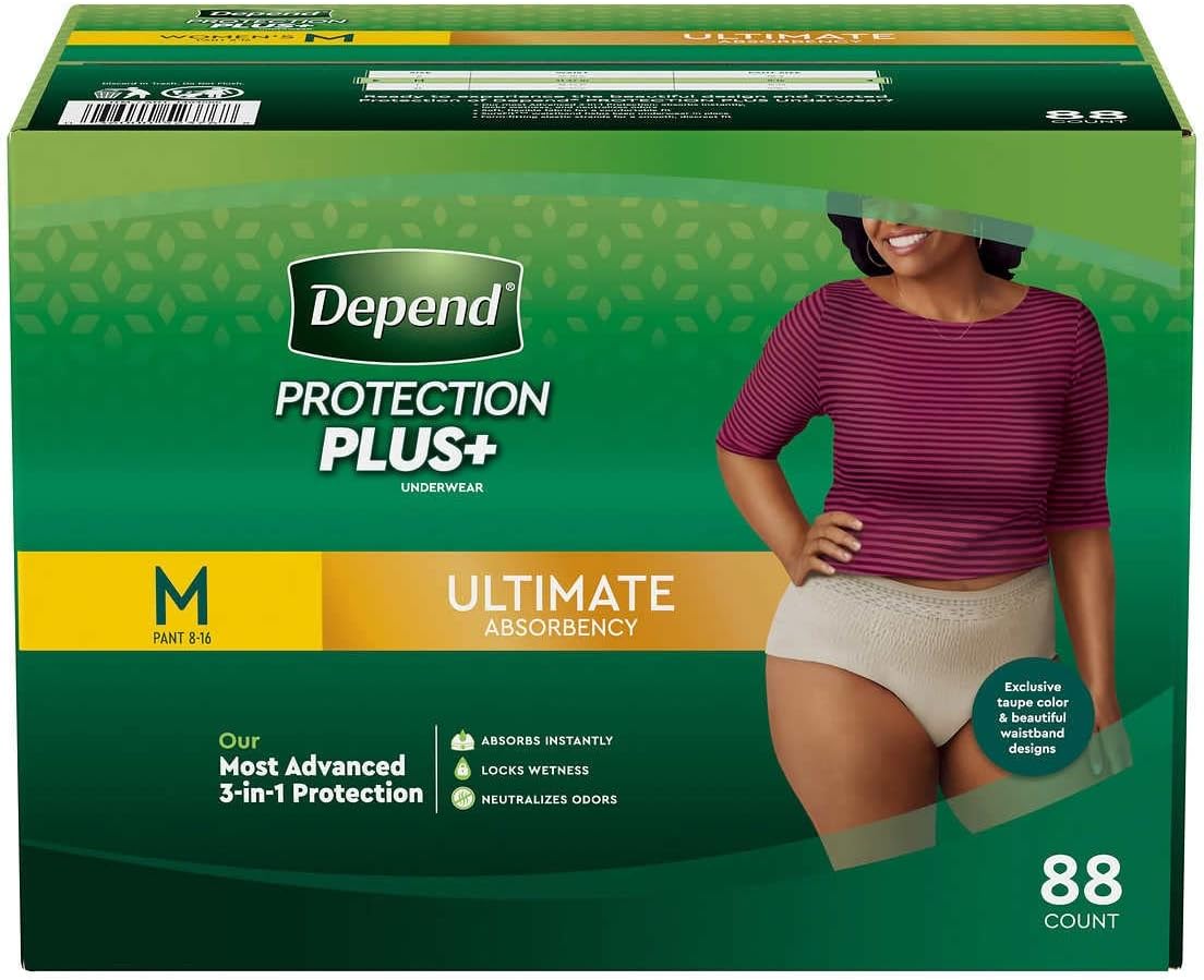 Depend FIT-FLEX Incontinence Underwear for Women, Disposable, Maximum Absorbency, Large, Blush, 52 Count (2 Packs of 26) (Packaging May Vary)