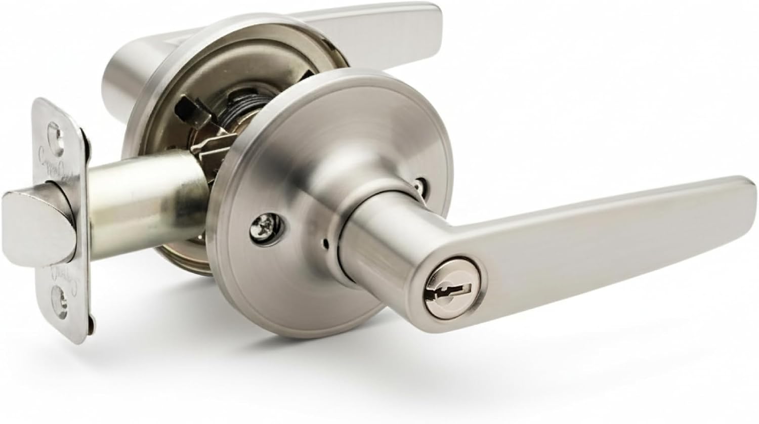 Copper Creek DL1231SS Daley Push Button Privacy Door Lever, Satin Stainless