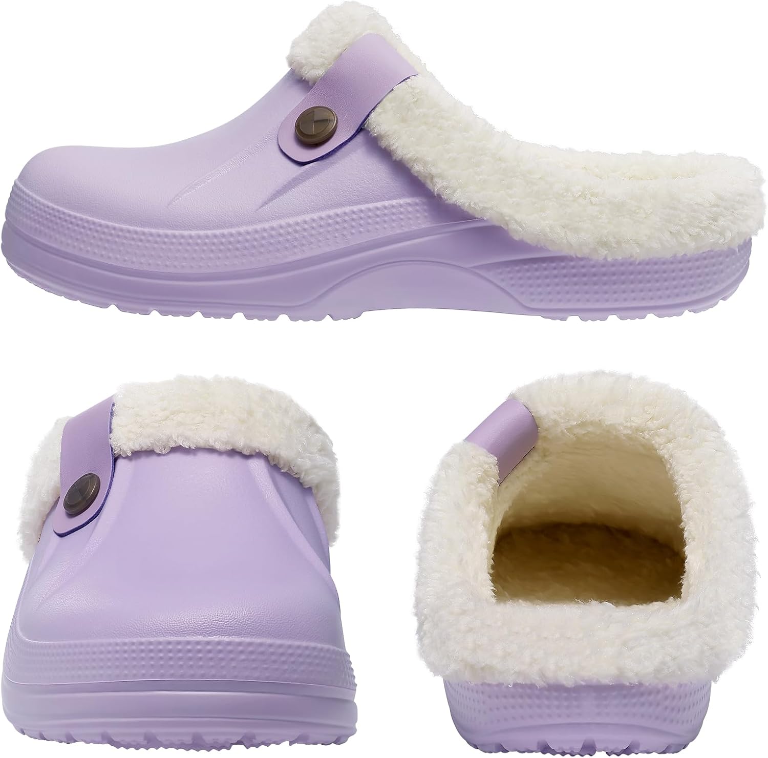 Beslip Fur Lined Clogs for Women & Men Fuzzy Slippers with Memory Foam
