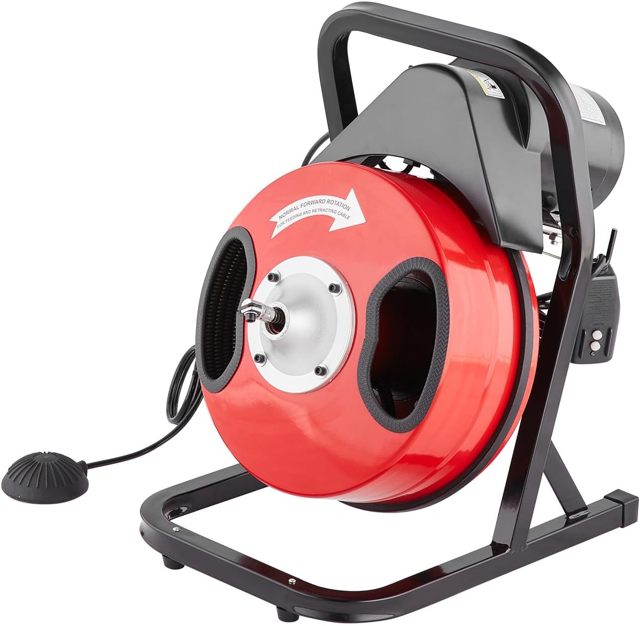 VEVOR Drain Cleaner Machine 50 FT x 1/2 Inch, Manual Feed Sewer Snake Auger with 4 Cutters & Air-Activated Foot Switch for 2" to 6" Pipes