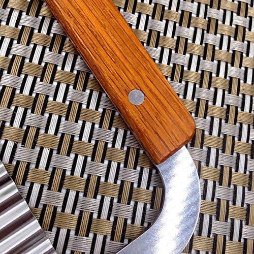 Guardians Crinkle Chopper, Wavy Potato Soap Cutting Tool French Fry Slicer Stainless Steel Blade Wooden Handle Serrator Chopping Knife, Set of 2