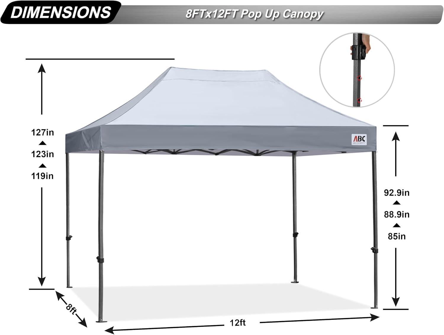 ABCCANOPY Patio Pop Up Canopy Tent 10x10 Commercial-Series (Black)