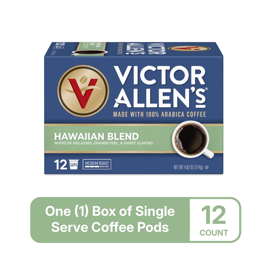 Victor Allen's Coffee K Cups, Kona Blend Single Serve Medium Roast Coffee, 80 Count, Keurig 2.0 Brewer Compatible | 100% Arabica beans, Keurig K-Cup compatible, Kosher-OU (Pareve), Kona District blend, 90-150mg caffeine per serving