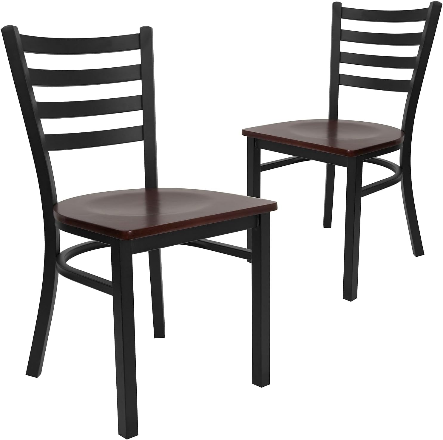 Flash Furniture Hercules Series Commercial Ladder Back Restaurant Chairs, Modern Lightweight Metal Dining Chairs with Padded Seats, Set of 2, Black