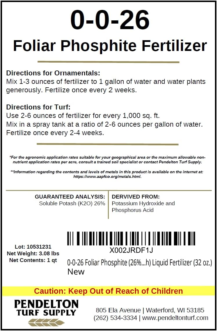 0-0-26 Foliar Phosphite (26% Soluble Potash) Liquid Fertilizer (32 oz.)