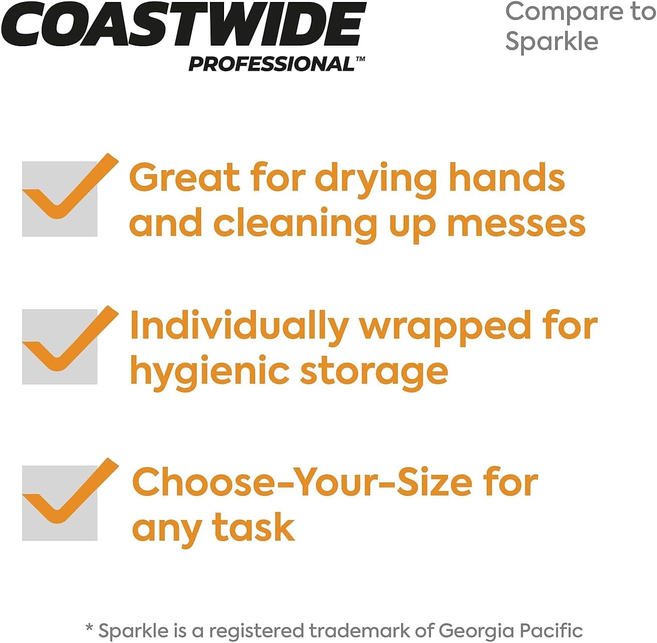 Coastwide Professional Choose-Your-Size Paper Towels, 2-Ply, White, 128 Sheets/Roll, 15 Rolls/Carton