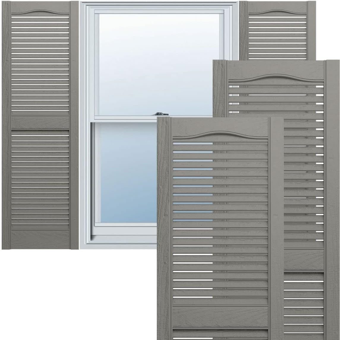 Ekena Millwork Lifetime Vinyl LL1S12X03600BL Standard Cathedral Top Center Mullion, Open Louver Vinyl Shutters, w/Installation Shutter-Lok's & Matching Screws (Per Pair), 12"W x 36"H, Black
