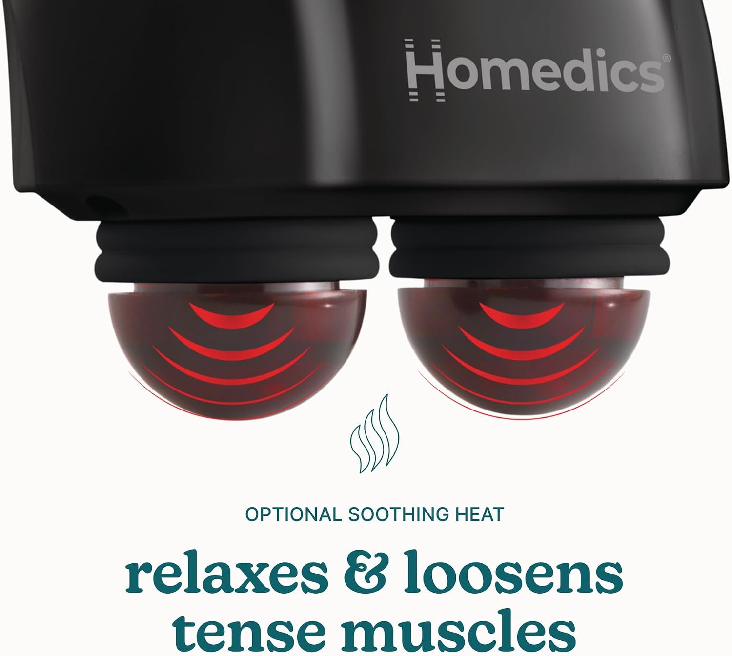 Homedics Handheld Back Massager with Heat, Deep Tissue Percussion Massager | Neck, Shoulders & Body Massage, 4 Custom Attachment Sets, Dual Node