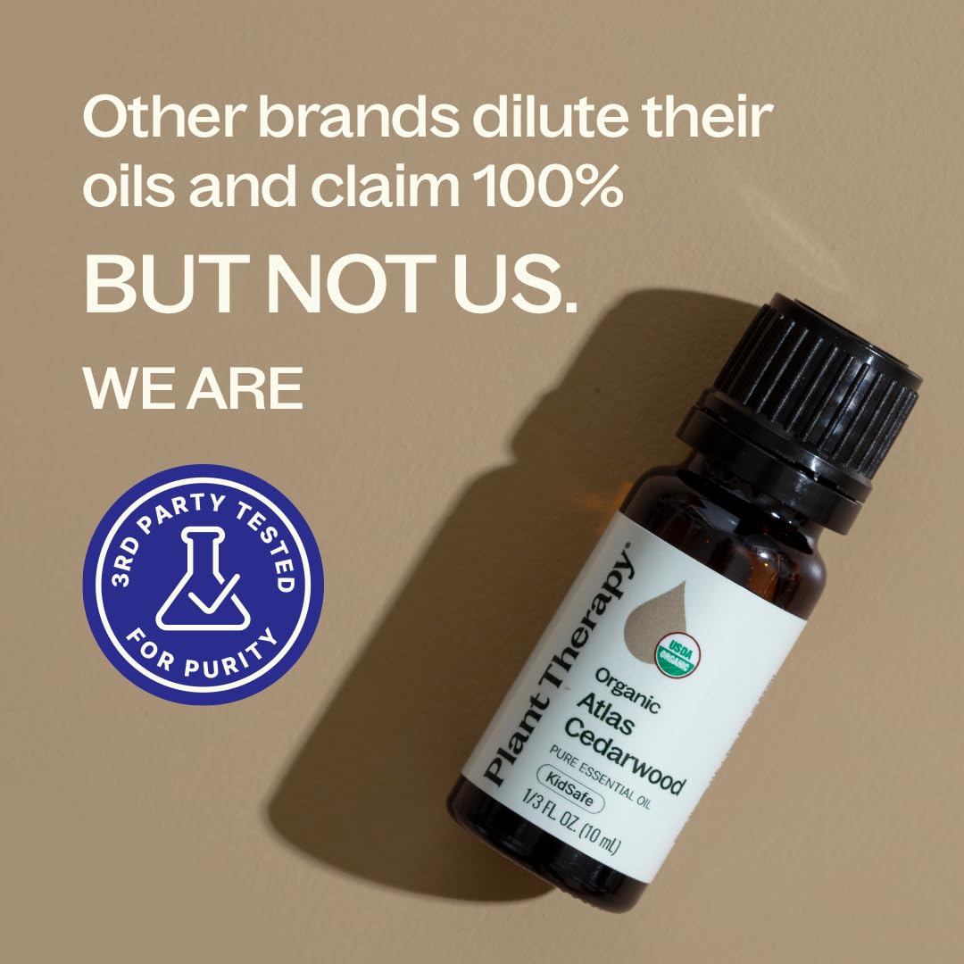 Plant Therapy Atlas Cedarwood Essential Oil 10 mL USDA Certified Organic | 100% Pure and Undiluted, for Essential Oil Diffusers and DIY Skincare
