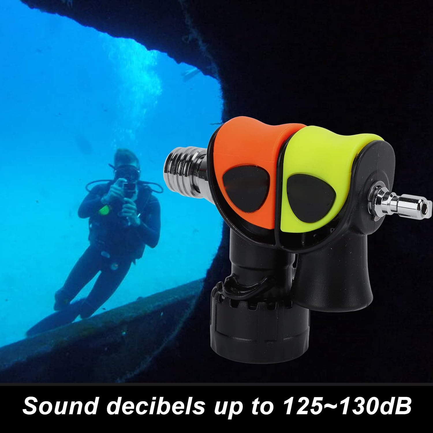 Diving Buzzer, Dive Alert Sounder, Double Frequency Underwater Signal Acoustic Generator, Stainless Steel, Compact and Lightweight