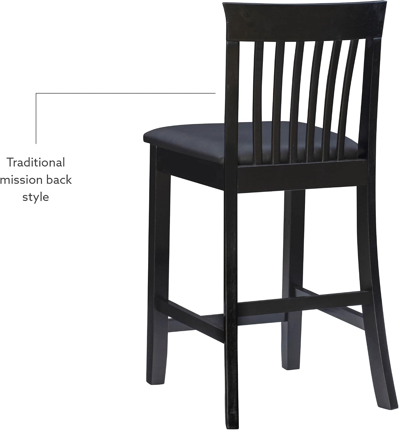 Linon Torino Collection Craftsman Counter Stool, 17.25"W x 19.5"D x 37"H, Black